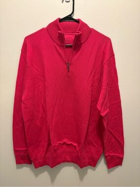 WoolX Men's Quarter-Zip Sweater Reddish Pink Large